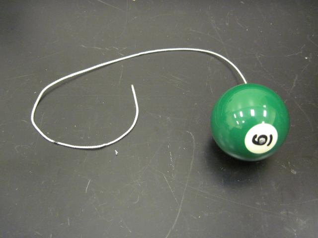Pool ball with string