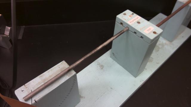 An aluminium rod attached to the rotating pin pointers stand