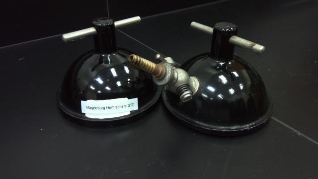 Two pieces of the Magdeburg hemisphere demo